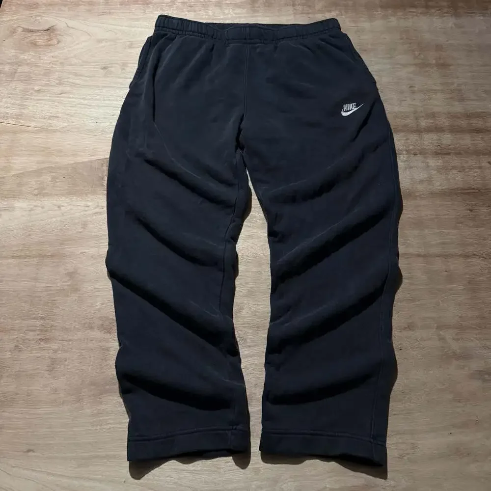 Nike Vintage Embroidered Swoosh Black Fleece Sweatpants Size L